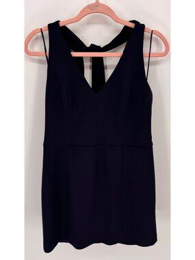 CeCe Womens Sleeveless Navy Blue V-Neck Top With Back Tie Detail Size Large